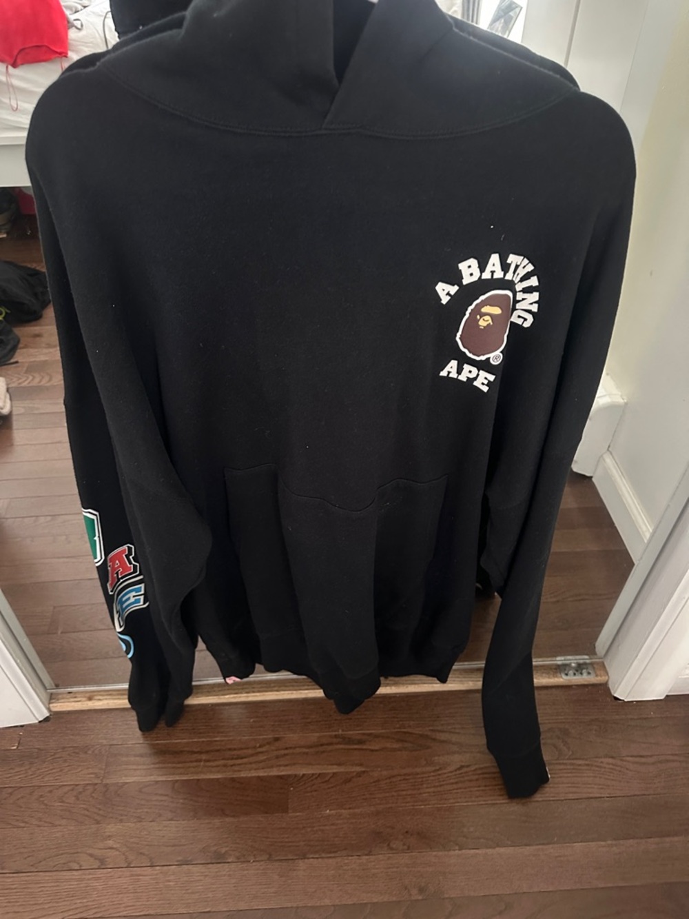 A Bathing Ape Black Crewneck Sweater with Logo Patch